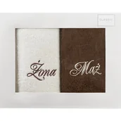 Ręczniki - Komplet Ręczników Mąż Żona 2 2 szt. 50 x 90 Kr+Brą - miniaturka - grafika 1