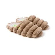 Kapcie damskie - HOT POTATOES, WHALAN Model kapcie z efektem twistera futrzane kapcie damskie lekkie i elastyczne podłogi, miękka podeszwa z futra z recyklingu podeszwa EVA, taupe, 37 EU - miniaturka - grafika 1