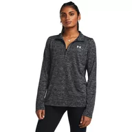 Koszulki sportowe damskie - Damski longsleeve treningowy Under Armour Tech 1/2 Zip- Twist - szary - UNDER ARMOUR - miniaturka - grafika 1
