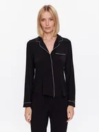 Piżamy damskie - Hunkemöller Koszulka piżamowa Jacket 201739 Czarny Regular Fit - miniaturka - grafika 1