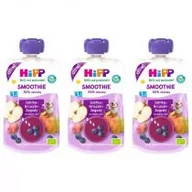 Desery dla dzieci - Hipp Smoothie Mus z owoców i soków po 1. roku jabłka-gruszki-jagody zestaw 3 x 120 ml Bio - miniaturka - grafika 1
