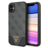 Etui i futerały do telefonów - Guess GUHCN61PU4GHBK iPhone 11 szary/grey hardcase 4G Triangle Collection GUE001439 - miniaturka - grafika 1