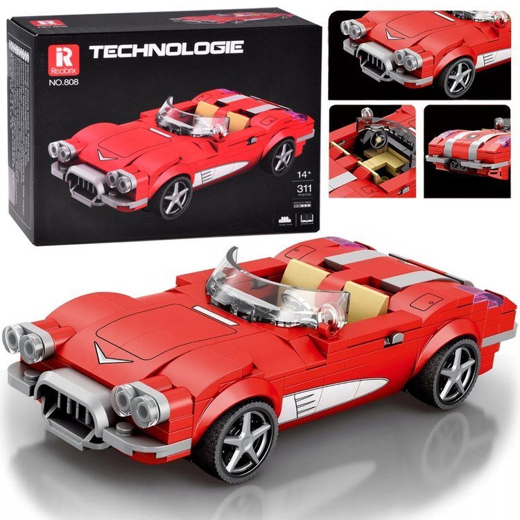 Klocki techniczne Retro auto CZERWONY KABRIOLET z lat 50. 311-ele ZA5790 EDUKAMP
