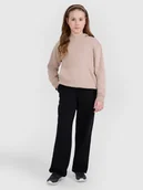 Spodnie i spodenki dla dziewczynek - 4F Spodnie dresowe z szerokimi nogawkami dziewczęce - czarne 122 (6-7 lat) - miniaturka - grafika 1