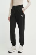 Spodnie damskie - Puma spodnie dresowe bawełniane HER kolor czarny gładkie 677889 - miniaturka - grafika 1