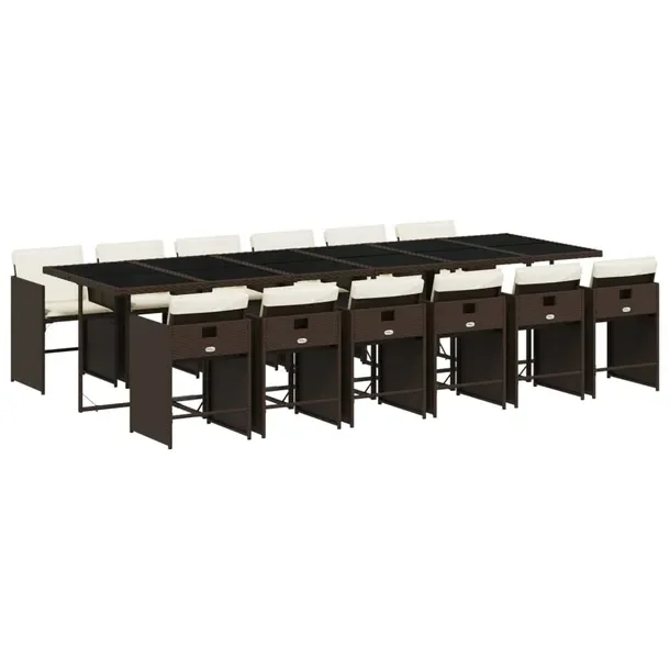 Zestaw Mebli Ogrodowych Rattan PE, Stół 330x106x73 cm, Krzesła 50,5x54x7