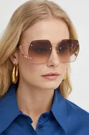 Okulary przeciwsłoneczne - Gucci okulary przeciwsłoneczne damskie kolor brązowy - miniaturka - grafika 1