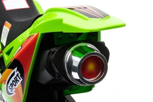 Motorek Cross dla dzieci Pojazd na akumulator Zielony + Pomocnicze kółka + Dźwięki LED - Tory, garaże, parkingi - miniaturka - grafika 12