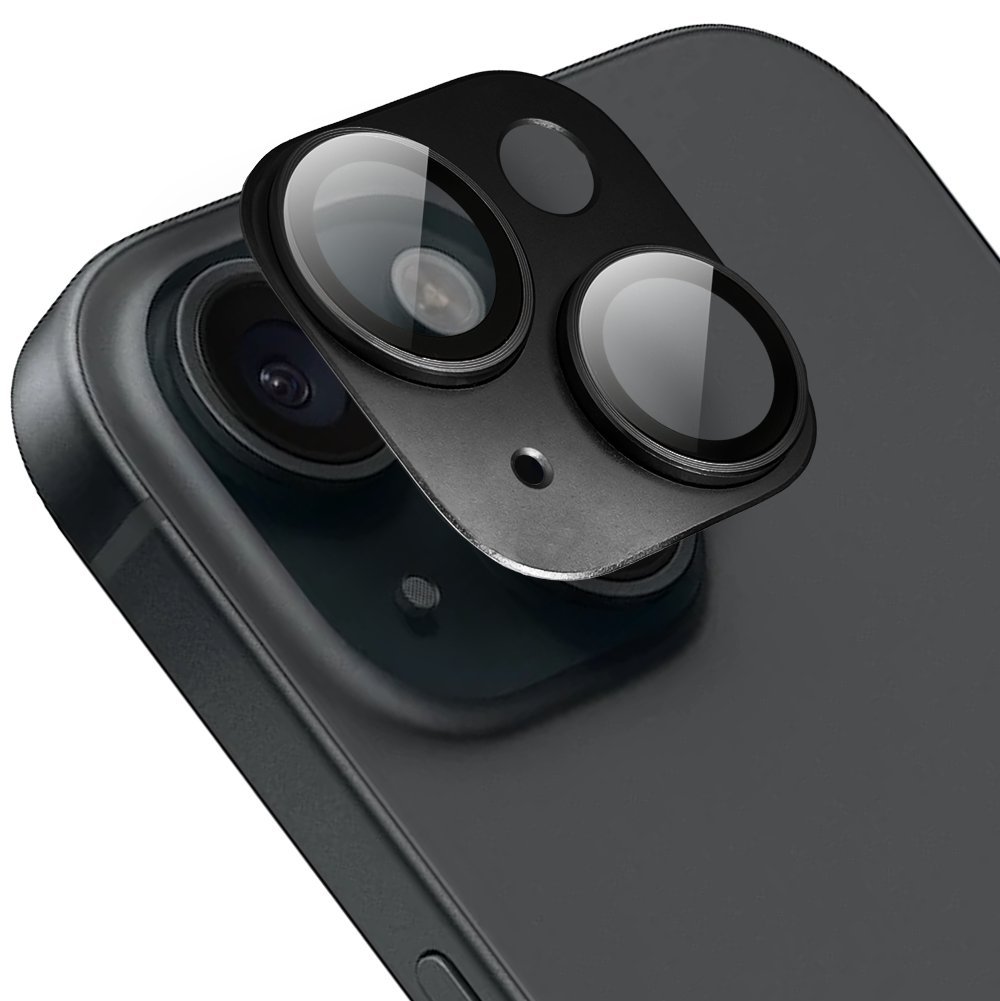 Metalowa osłona na cały aparat do iPhone 15, czarna