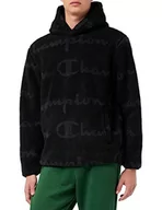 Bluzy męskie - Champion Męska bluza z kapturem Polar Allover, czarny, M - miniaturka - grafika 1