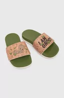 Buty dla chłopców - adidas klapki dziecięce ADILETTE COMFORT GROOT K kolor zielony - miniaturka - grafika 1