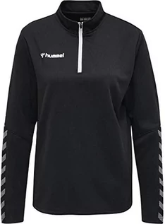 Bluzy damskie - Hummel damska bluza z suwakiem do połowy długości, kolor czarny/biały, XS 204929-2114-XS - grafika 1