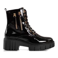 Botki damskie - Goodin Modne traperki z ozdobnymi suwakami czarne - miniaturka - grafika 1