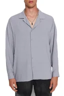 Koszule męskie - TRENDYOL MAN MĘSKA KOSZULA CASUAL DŁUGI RĘKAW SZARA Z KOŁNIERZYKIEM XL 5DA - miniaturka - grafika 1