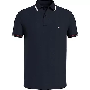 Koszulki męskie - Tommy Hilfiger Męska koszulka polo Hilfiger Cuff Slim Fit Polo S/S, Desert Sky, XS - grafika 1