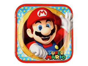 Talerzyki urodzinowe Super Mario Bros - 23 cm - 8 szt. - Dekoracje i nakrycia stołu na imprezę - miniaturka - grafika 1