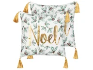 Poduszki dekoracyjne - 2 poduszki motyw świąteczny bawełniane 45 x 45 cm biało-złote ZAMIA - miniaturka - grafika 1