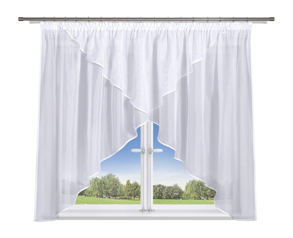 Firana gotowa 500x130, 2 szpice,woal,lamówka