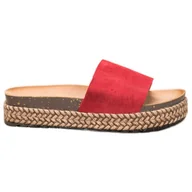 Klapki i japonki damskie - Comer Casualowe Klapki Na Platformie czerwone - miniaturka - grafika 1
