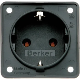 Berker Integro Flow Berker Gniazdo SCHUKO, czarny, mat - Gniazdka elektryczne - miniaturka - grafika 1