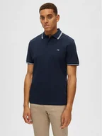 Koszulki męskie - Selected Homme Polo 16087840 Granatowy Regular Fit - miniaturka - grafika 1