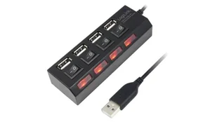UA0128 Hub USB, USB A gniazdo x4, USB A wtyk, USB 2.0, PnP, 480Mbps - Huby USB - miniaturka - grafika 1