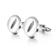 Spinki do mankietów i krawatów - Piórko - spinki do mankietów - miniaturka - grafika 1