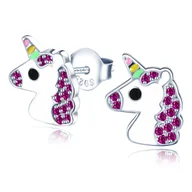 Kolczyki - Kolczyki Srebrne Sztyfty Jednorożce Prezent Żony Mamy Walentynki Dzień  Dziecka Dziewczyny Święta Imieniny Urodziny 925 - miniaturka - grafika 1