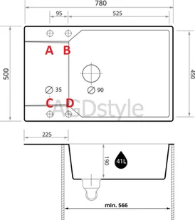 BRANDE LOTUS 780-60 GRAY (szary) - Zlewozmywaki - miniaturka - grafika 1