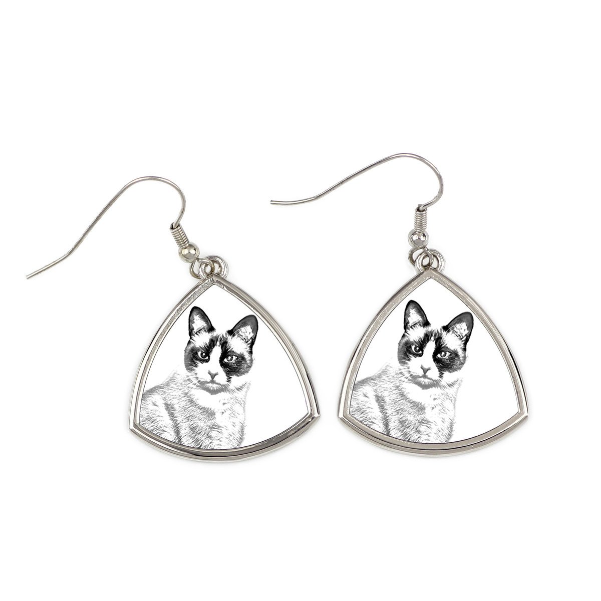 Śnieżny but - kolczyki z kotem, wiszące kolczyki ze zdjęciem, personalizowana biżuteria z nadrukiem marki Art-Dog