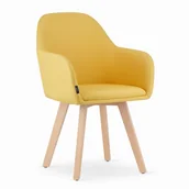 Krzesła - KRZESŁO MOKA DREWNIANE NOGI ŻÓŁTE TKANINA ZESTAW 2 SZTUKI - miniaturka - grafika 1