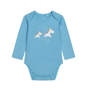 Body dla niemowląt - Body z długim rękawem dla dziecka do 2 lat, z jednorożcem, niebieskie - grafika 1