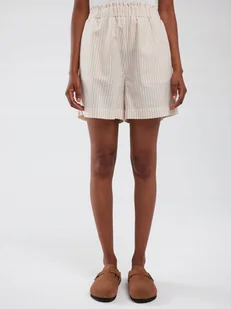 Big Star Szorty Damskie Lniane W Prążek Beżowe Endasi 805 M - Spodenki damskie - miniaturka - grafika 1