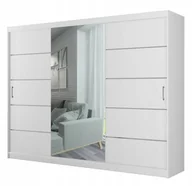 Szafy - Szafa przesuwna PORTO 245 cm biała pojemna lustro - miniaturka - grafika 1