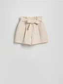 Spodenki damskie - Reserved - Szorty z lnem - beżowy - miniaturka - grafika 1
