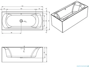 Riho Linares Plug&amp;Play wanna prostokątna przyścienna 170x75cm lewa z obudową + nóżki B141019005 - Wanny z hydromasażem - miniaturka - grafika 2