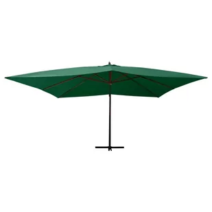 Wiszący parasol z drewnianym słupkiem, 400x300 cm, zielony - Parasole ogrodowe - miniaturka - grafika 3