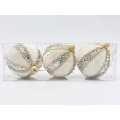 Bombki - Bombka plastikowa 8 cm biało-srebrna 3 szt. - miniaturka - grafika 1