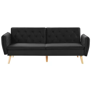 Beliani Sofa rozkładana welurowa czarna BARDU - Sofy i kanapy - miniaturka - grafika 1