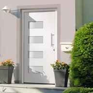 Drzwi zewnętrzne - shumee Drzwi zewnętrzne aluminium i PVC białe 100x210 cm - miniaturka - grafika 1