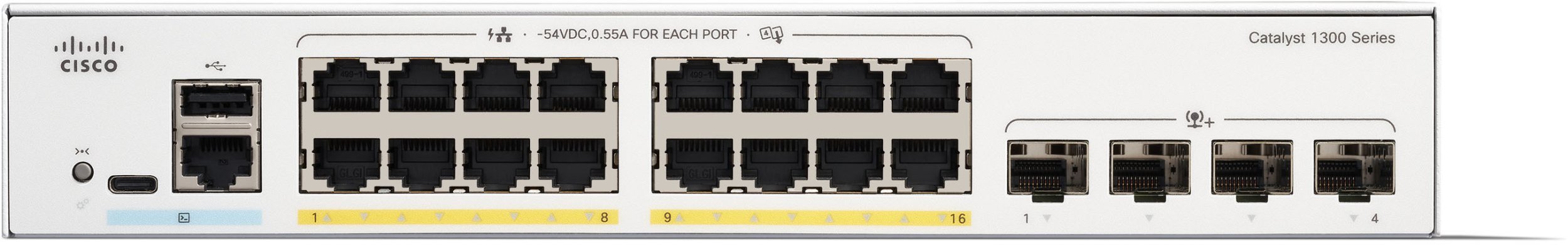 Switch Cisco Cisco CATALYST 1300 16-PORT GE, POE, 4X10G SF.P+ REMANUFACTURED C1300-16P-4X-RF