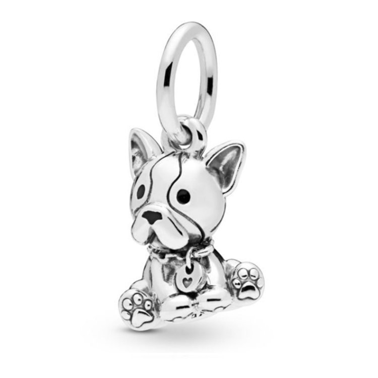 Zawieszka Charms SREBRO 925 Koralik Piesek Buldog Francuski