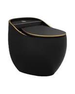 Kompakty WC - Lavita SILIA RIM Kompakt WC Black/Gold line z deską - miniaturka - grafika 1