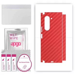 Folia naklejka skórka strukturalna na TYŁ+BOKI do Samsung Galaxy Z Fold5 -  Carbon Czerwony - apgo SKINS - Szkła hartowane na telefon - miniaturka - grafika 1