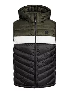 JACK&JONES Męska kamizelka z kapturem JJEHERO, różowa/szczegóły: blokowany-czarny/biały, M, Rodzyn/Szczegóły: blokowane - czarny/biały, M - Garnitury - miniaturka - grafika 1
