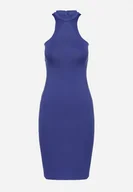 Sukienki - Niebieska Dopasowana Sukienka Bez Rękawów z Wycięciem przy Dekolcie Galoriena - miniaturka - grafika 1