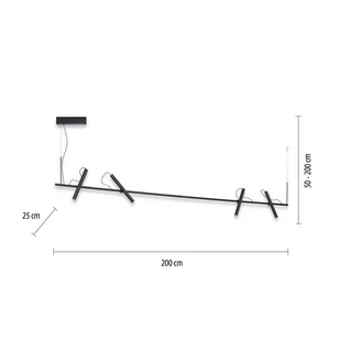 PURE Tutua żyrandol LED, 4-pkt., czarny - Lampy sufitowe - miniaturka - grafika 4