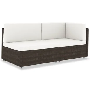 vidaXL Sofa modułowa 2-osobowa, rattan PE, brązowa - Sofy ogrodowe - miniaturka - grafika 1