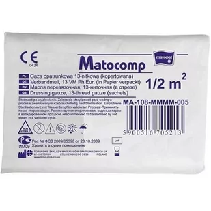 Matocomp, Gaza opatrunkowa niejałowa 13-nitkowa 1/2m², 50 sztuk - Apteczki i materiały opatrunkowe - miniaturka - grafika 1