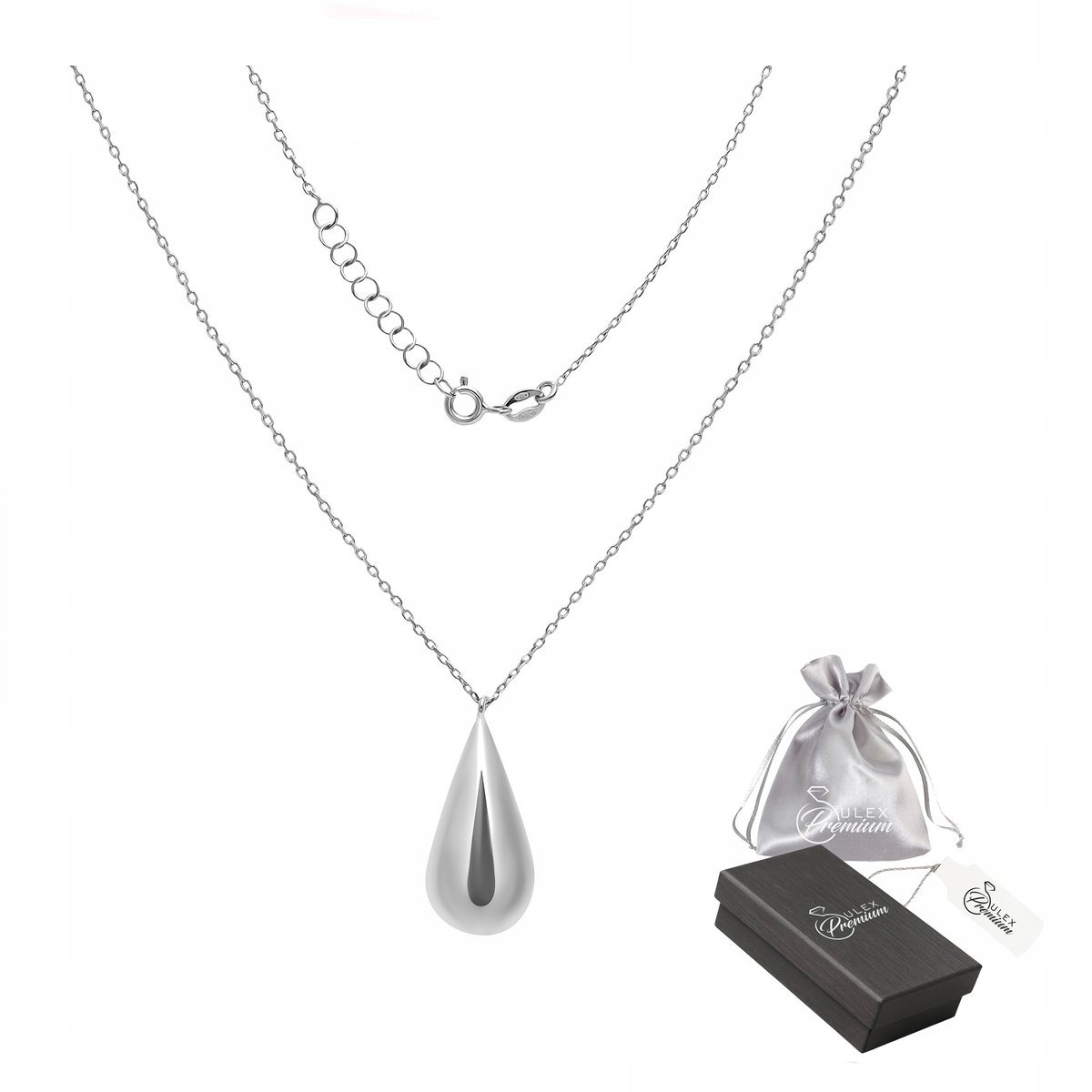 Rodowany Naszyjnik Srebrny 925 Dmuchana Lekka Celebrytka Kropla dla Niej